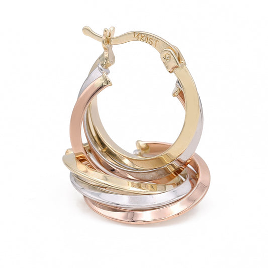 14K Tri-Color Gold Fashion Earrings