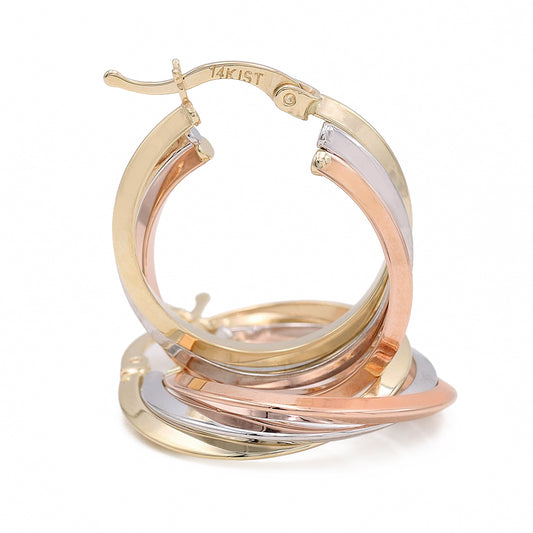 14K Tri-Color Gold Fashion Earrings