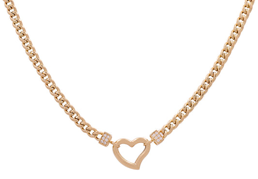14K Yellow Gold Cubic Zirconias Heart Necklace