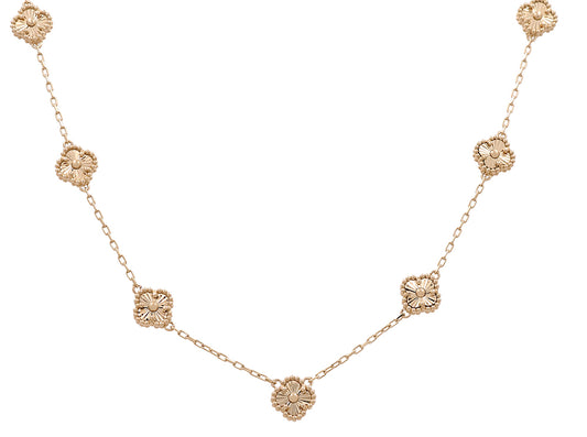 14K Yellow Gold Fashion Flower Pendant Necklace