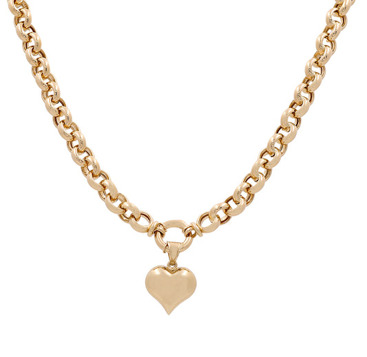 14K Yellow Gold Heart Pendant Necklace
