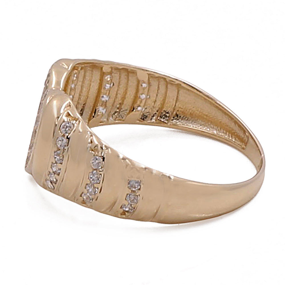 14K Yellow Gold Women's Fashion Heart with Cubic Zirconias Ring