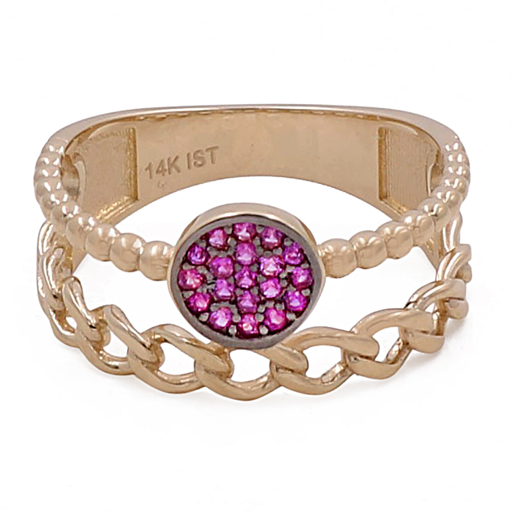 14K Yellow Gold Women's Fashion Purple Color  Ring