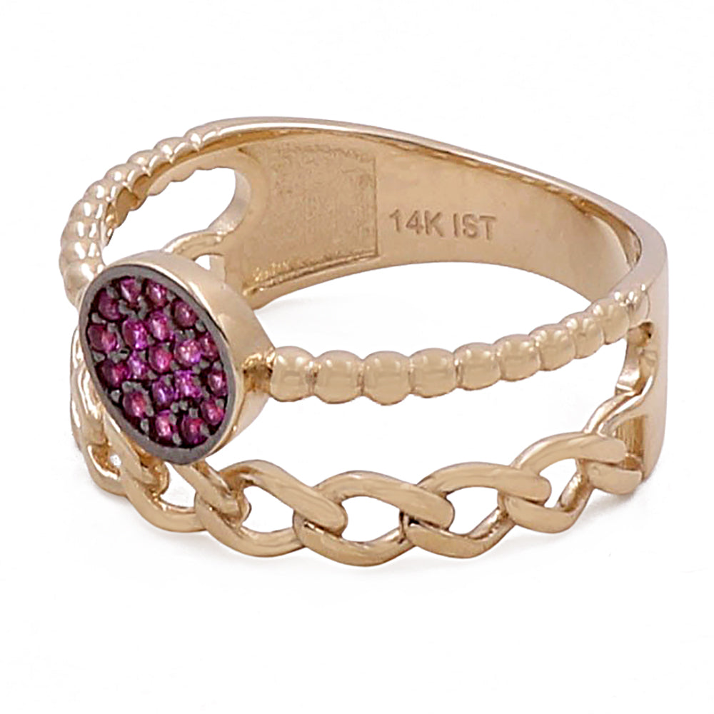 14K Yellow Gold Women's Fashion Purple Color  Ring