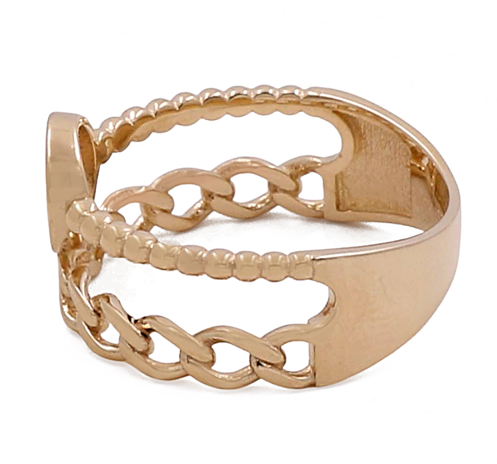 14K Yellow Gold Women's Fashion Purple Color  Ring