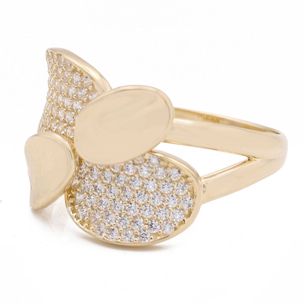 14K Yellow Gold Fashion Shape Ring with Cubic Zirconias