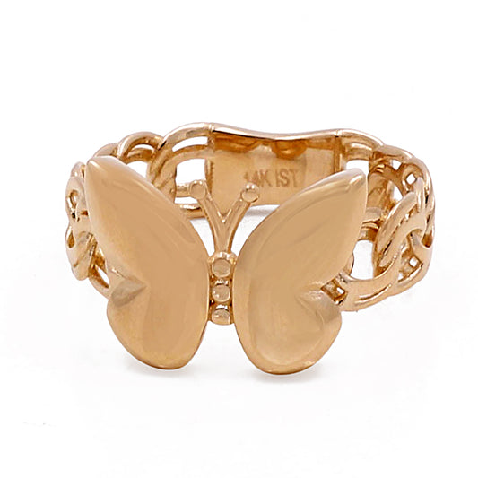 14K Yellow Gold Women's Butterfly Ring