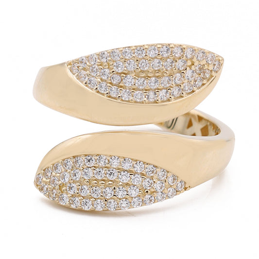 14K Yellow Gold Fashion Design Ring with Cubic Zirconias