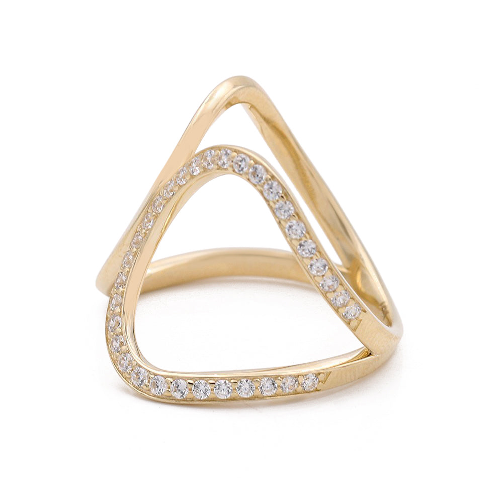14K Yellow Gold Fashion Design Ring with Cubic Zirconias