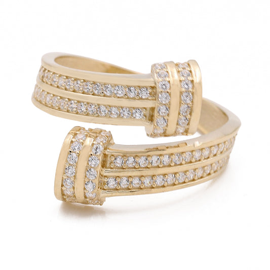 14K Yellow Gold Fashion Design Ring with Cubic Zirconias