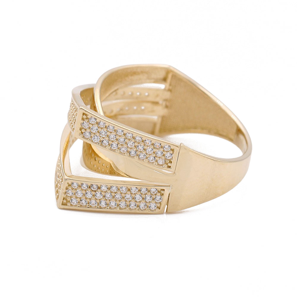 14K Yellow Gold Fashion Design Ring with Cubic Zirconias