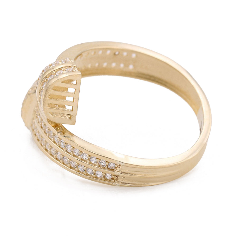 14K Yellow Gold Fashion Design Ring with Cubic Zirconias