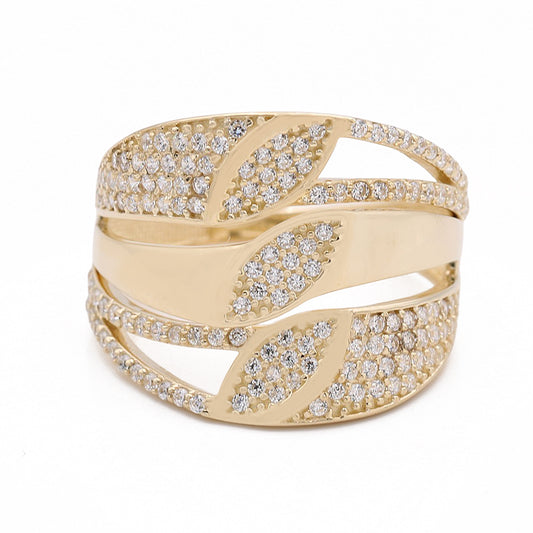 14K Yellow Gold Fashion Design Ring with Cubic Zirconias