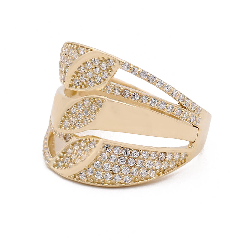 14K Yellow Gold Fashion Design Ring with Cubic Zirconias