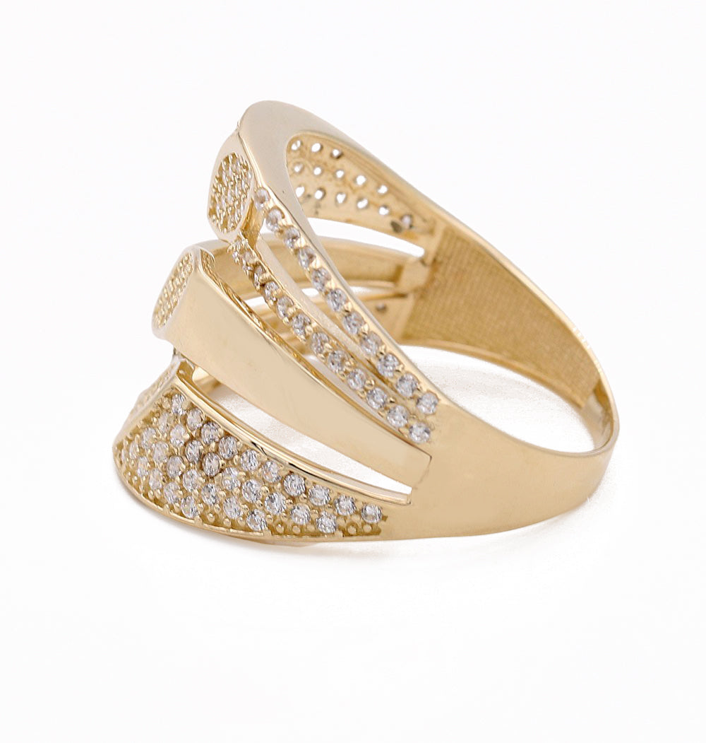 14K Yellow Gold Fashion Design Ring with Cubic Zirconias
