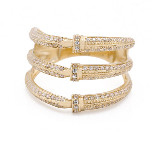 14K Yellow Gold Fashion Design Ring with Cubic Zirconias