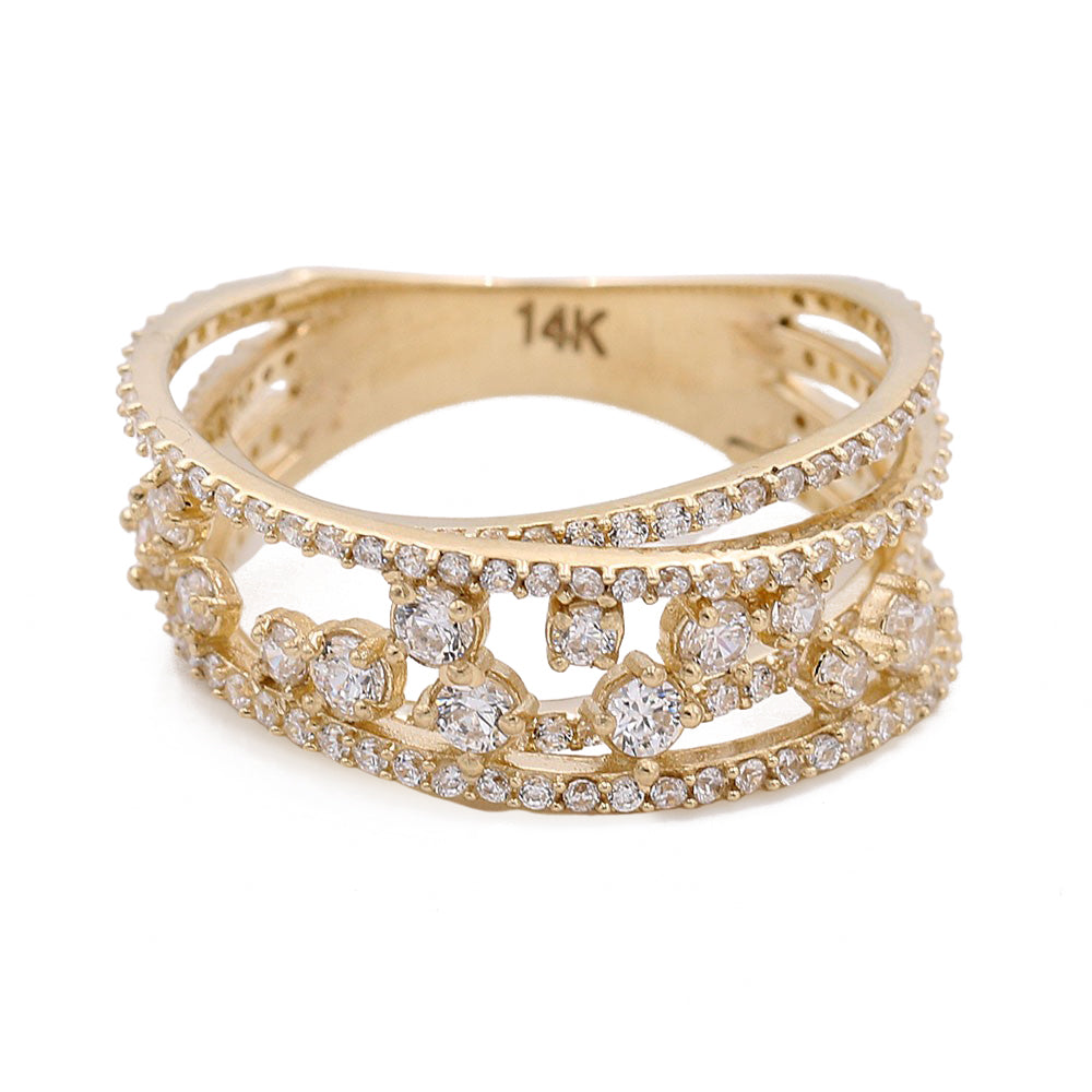 14K Yellow Gold Fashion Design Ring with Cubic Zirconias