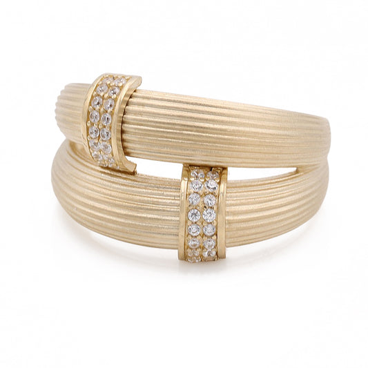 14K Yellow Gold Fashion Design Ring with Cubic Zirconias