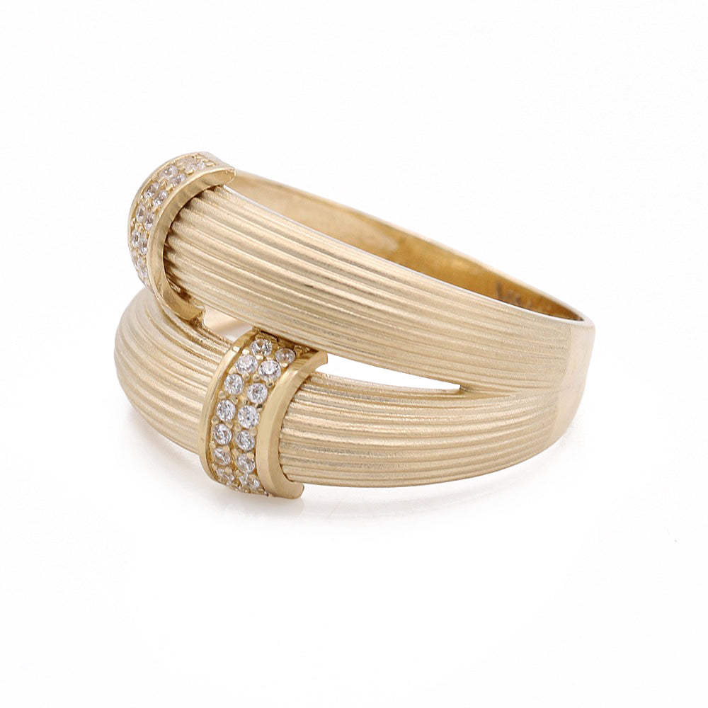 14K Yellow Gold Fashion Design Ring with Cubic Zirconias