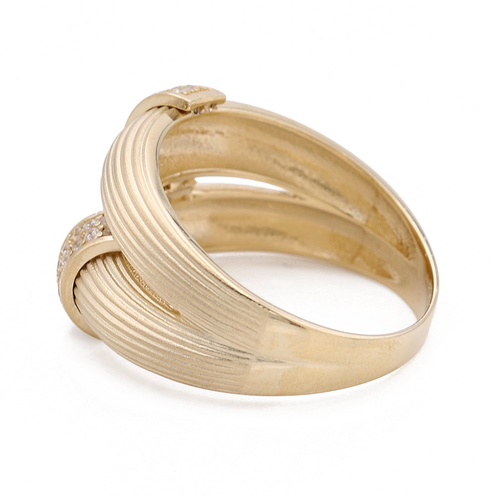 14K Yellow Gold Fashion Design Ring with Cubic Zirconias