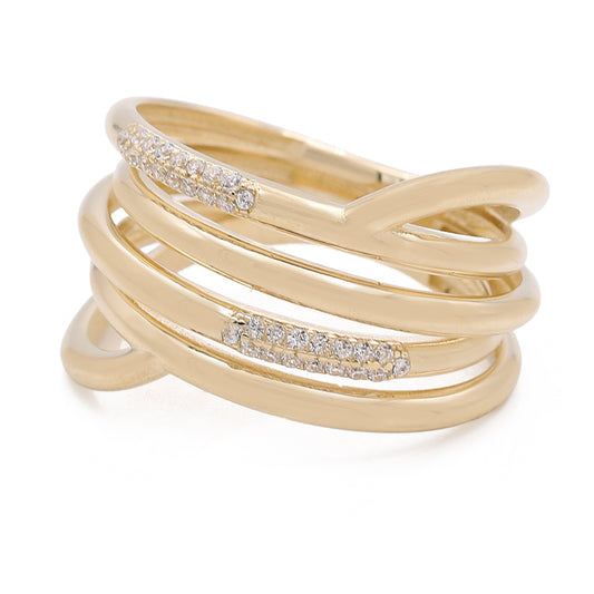 14K Yellow Gold Fashion Ring with Cubic Zirconias