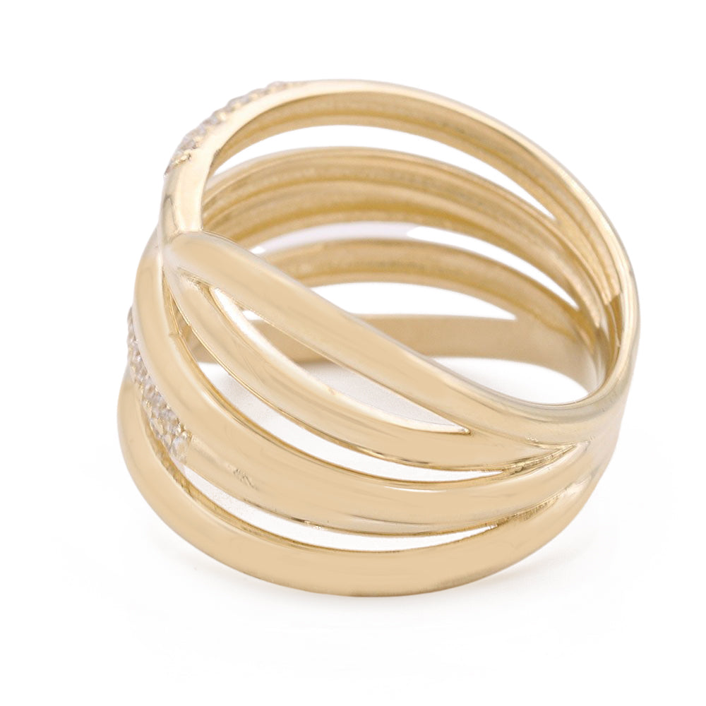 14K Yellow Gold Fashion Ring with Cubic Zirconias