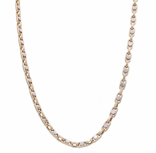 14K Yellow and White Gold Italian Fashion Link Necklace