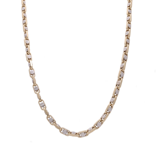 14K Yellow and White Gold Italian Fashion Link Necklace