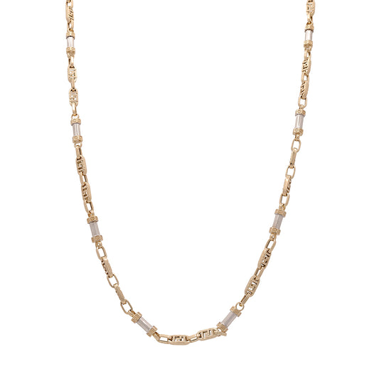 14K Yellow and White Gold Italian Fashion Link Necklace