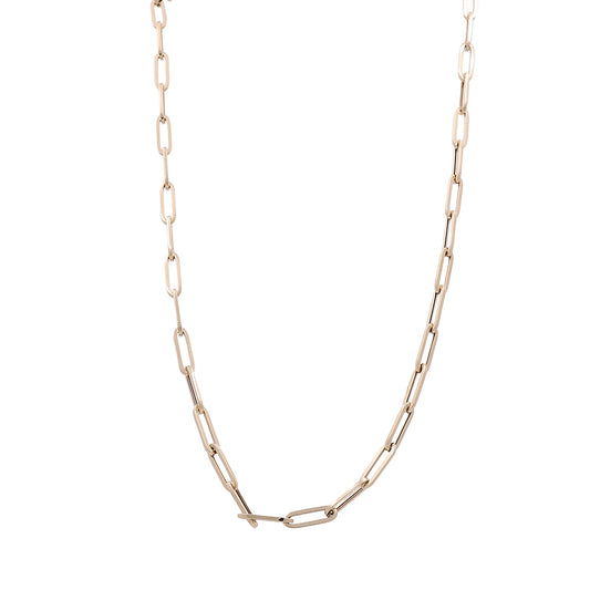 14K Yellow Gold Italian Long Link Necklace