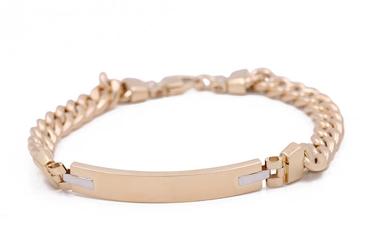 14K Yellow and White Gold Fashion Italian Link Bracelet