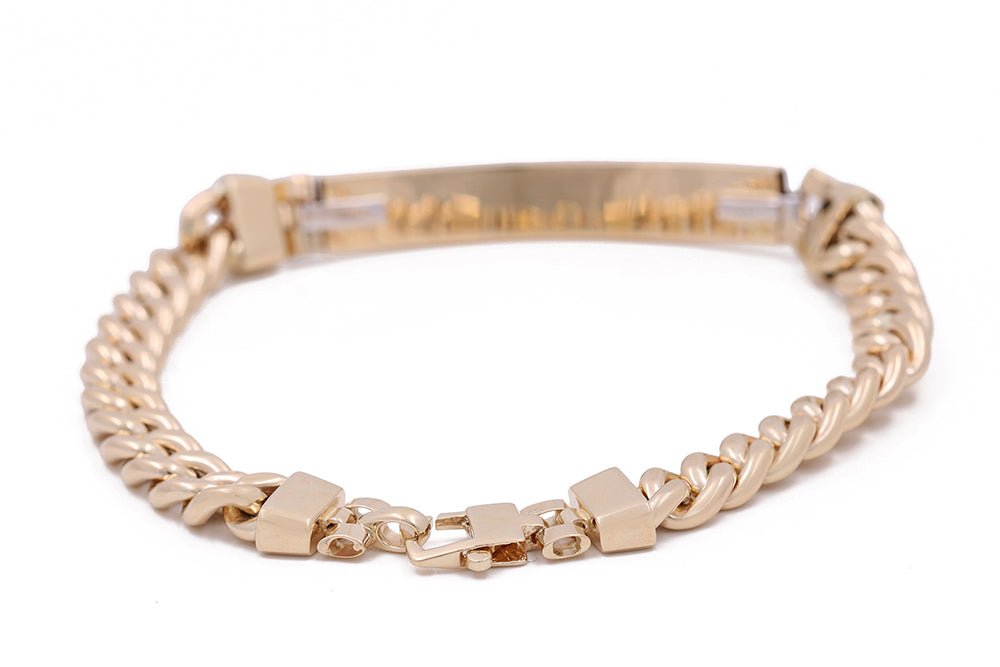 14K Yellow and White Gold Fashion Italian Link Bracelet