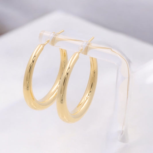 14K Yellow Gold Fashion Hoop Earrings