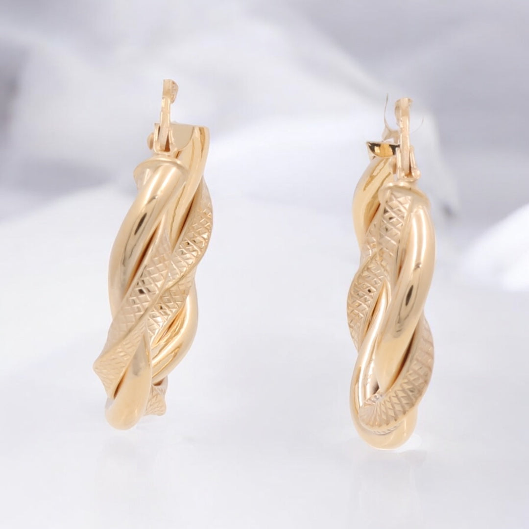 14K Yellow Gold Fashion Hoop Earrings