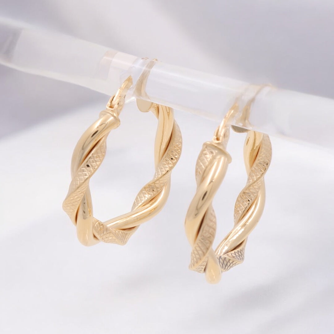 14K Yellow Gold Fashion Hoop Earrings