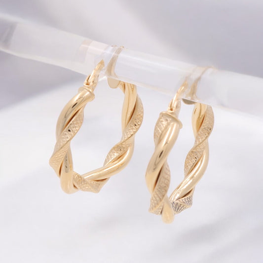 14K Yellow Gold Fashion Hoop Earrings