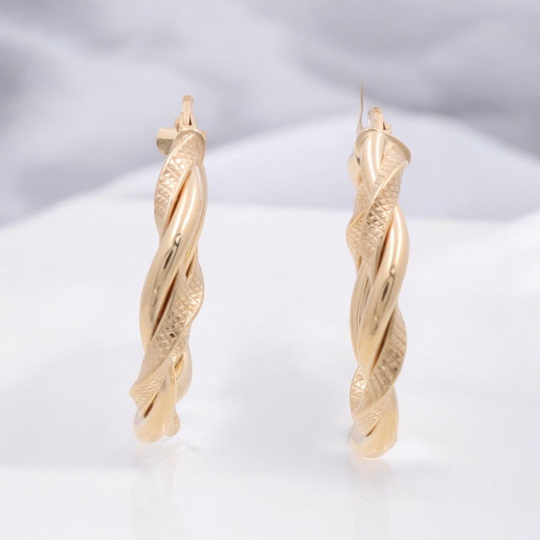 14K Yellow Gold Fashion Hoop Earrings