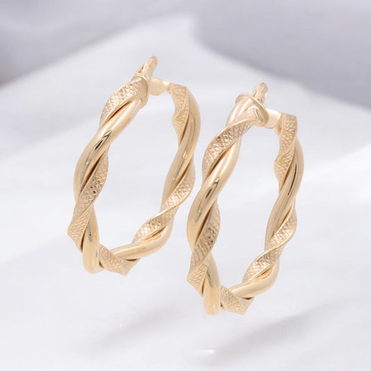 14K Yellow Gold Fashion Hoop Earrings