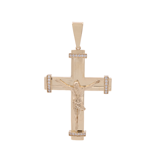 14K Yellow Gold Cross Pendant with Cubic Zirconias