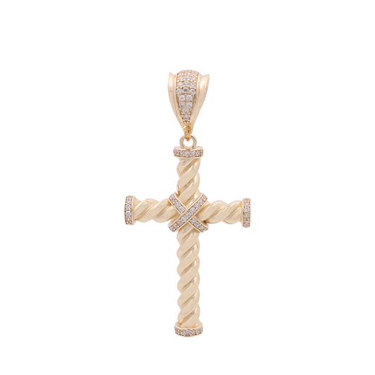 14K Yellow Gold Cross Pendant with Cubic Zirconias