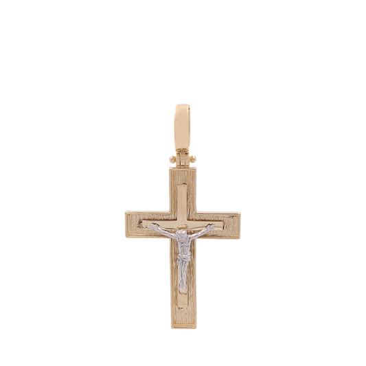 14K Yellow and White Gold Cross Pendant