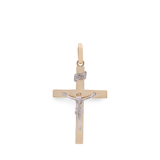 14K Yellow and White Gold Cross Pendant