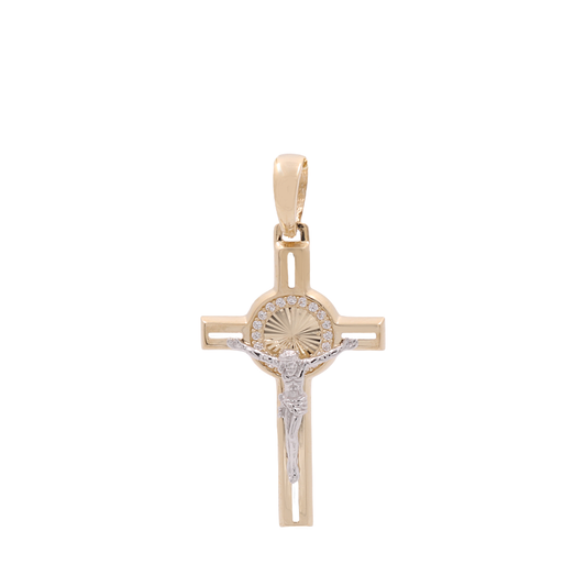 14K Yellow and White Gold Cross Pendant