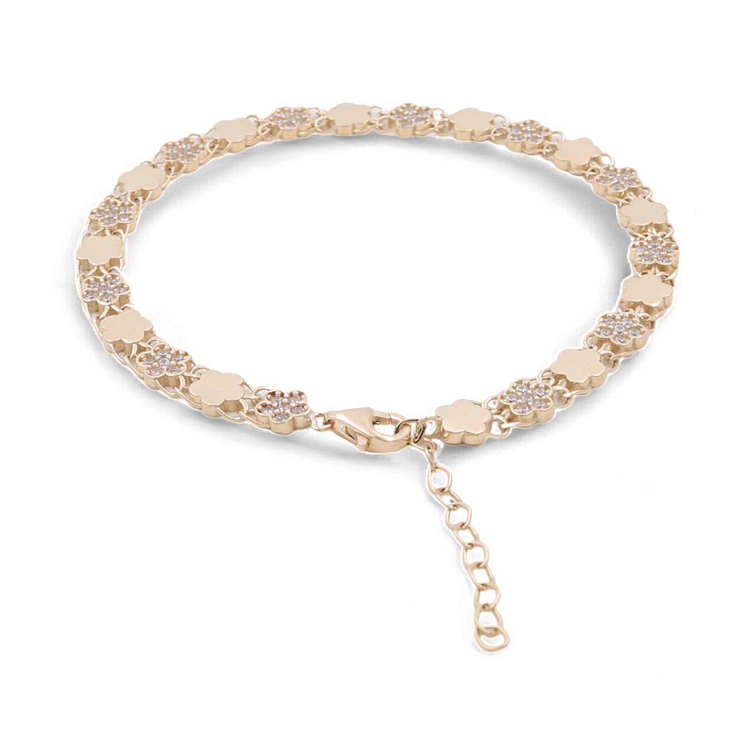 14K Gold Women's Fashion Hearts Bracelet