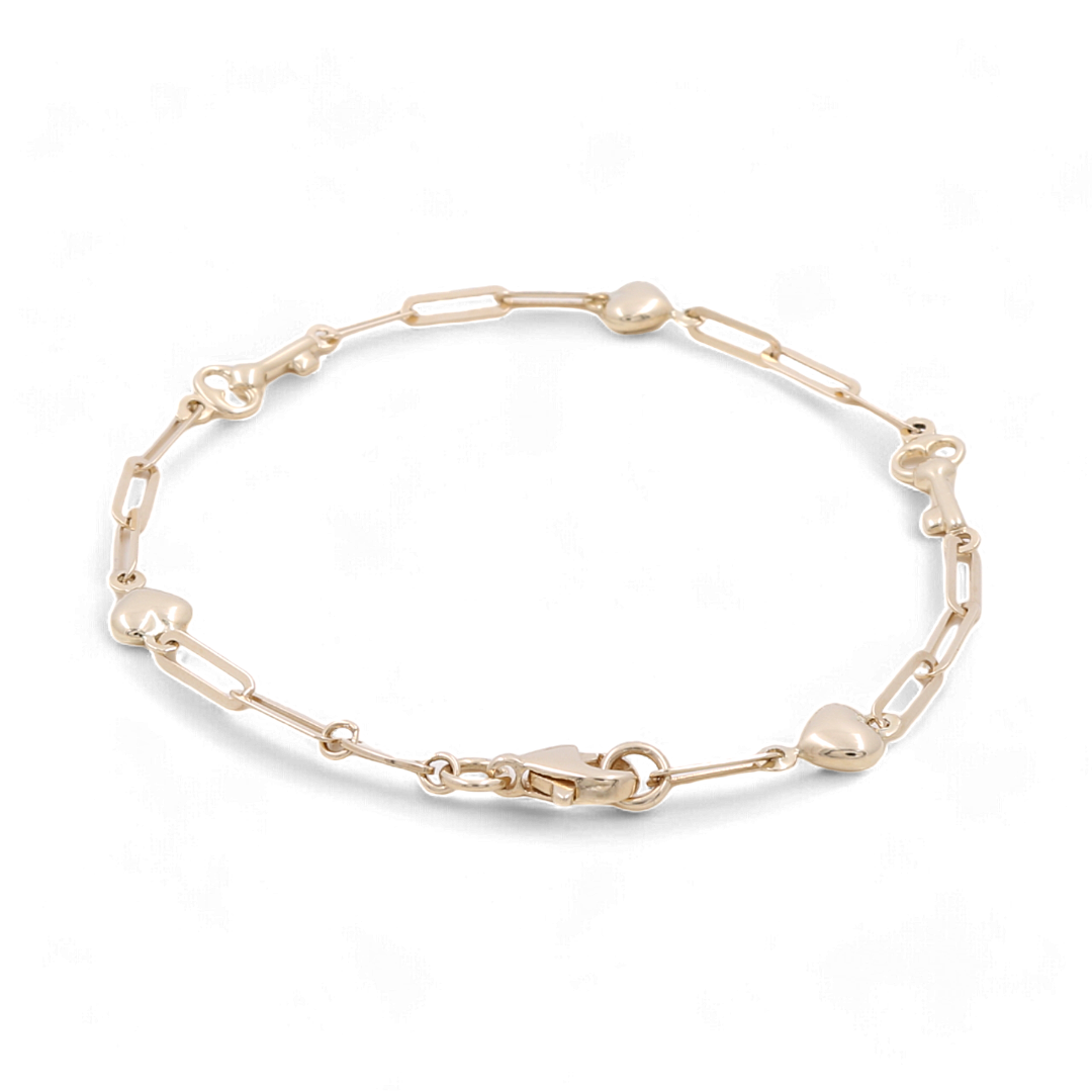 14K Gold Women's Fashion Hearts Bracelet