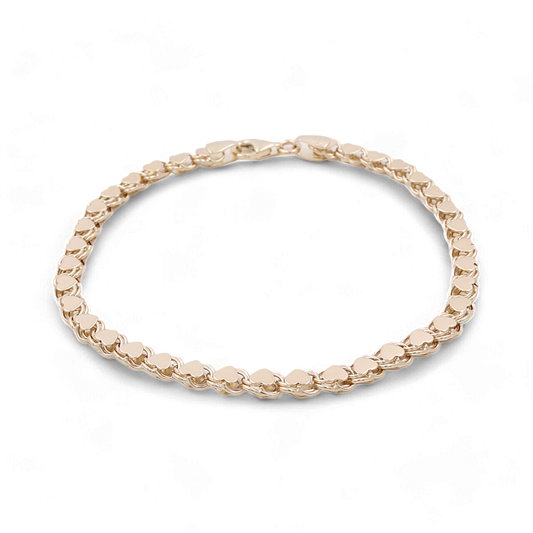 14K Gold Women's Fashion Hearts Bracelet