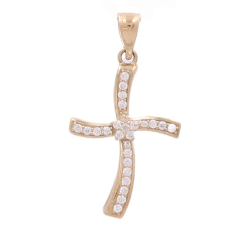 10K Yellow Gold Cross with Zirconias