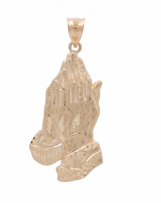 10K Yellow Gold Praying Hands Pendant