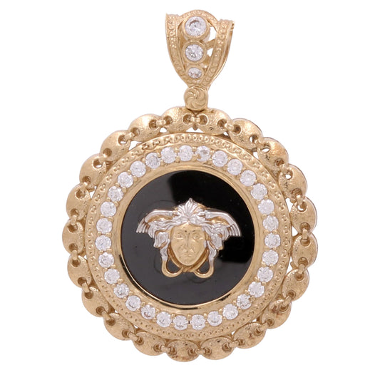 10K Yellow Gold Medusa with Zirconias Pendant