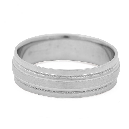 14K White Gold Men's Wedding Band